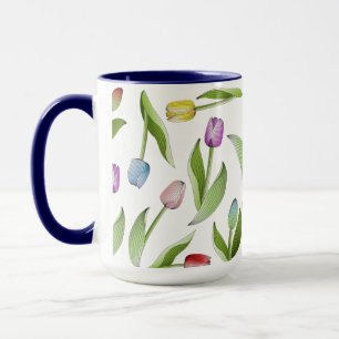 Farbige Tulpen-Blumenmuster-Kaffeetasse Tasse