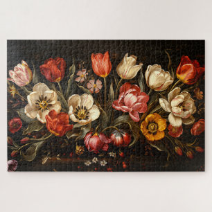 Farbige Tulpen Botanische Ölgemälde Puzzle