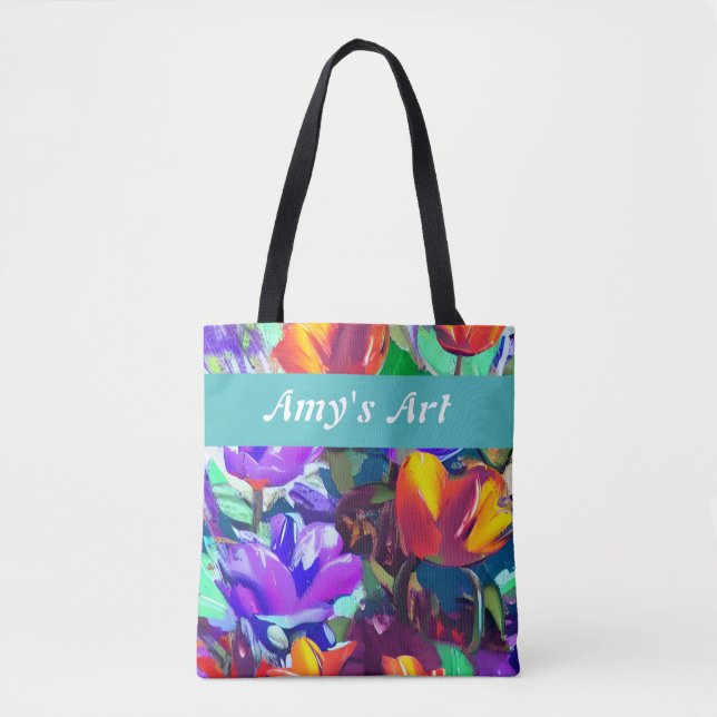 Farbige Tulpen, personalisierbare Tüte (Vorderseite)
