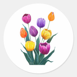 Farbige Tulpen Runder Aufkleber