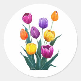 Farbige Tulpen Runder Aufkleber