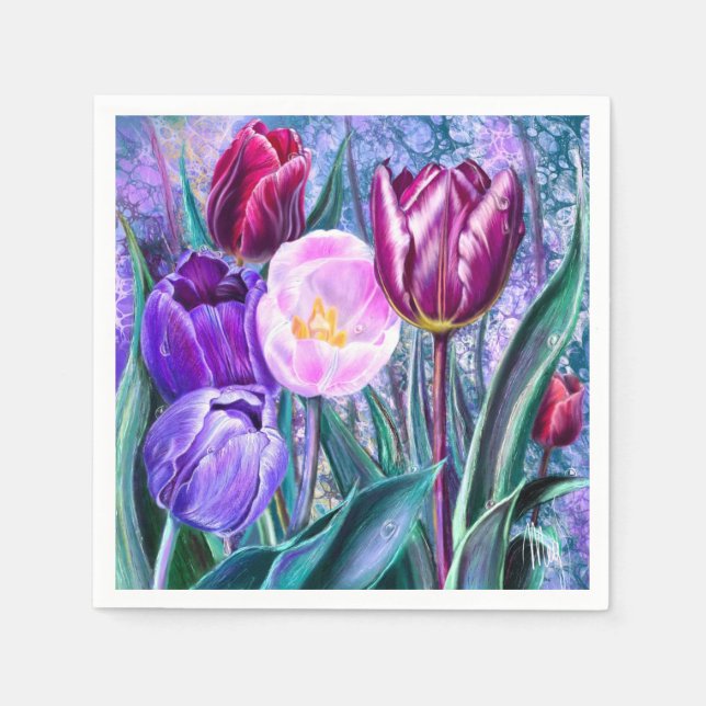 Farbige Tulpen Servietten (Vorderseite)
