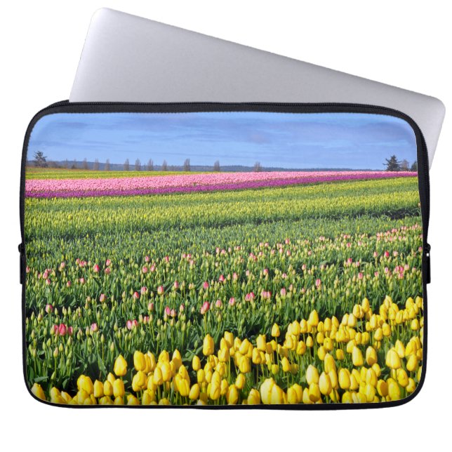 Farbige Tulpenreihen Laptopschutzhülle (Vorderseite)