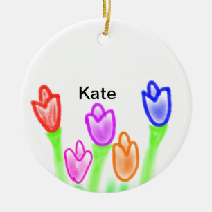 Farbige Tulpenwasserfarbe verleiht dem Text modern Keramik Ornament