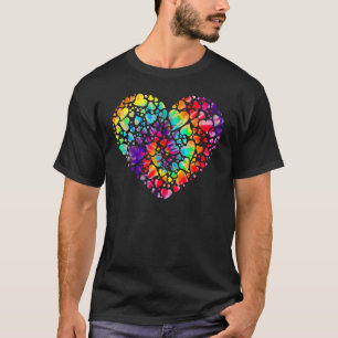 Farbige Tye Dye Die Krawatte Herz TShirt Valentine