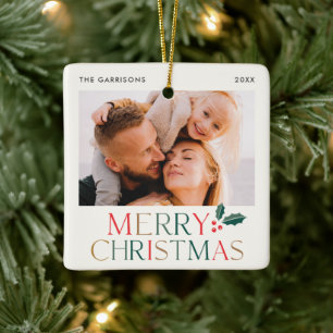 Farbige Typ Frohe Weihnachten Foto Keramikornament
