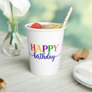 Farbige Typografie Alles Gute zum Geburtstag Pappbecher