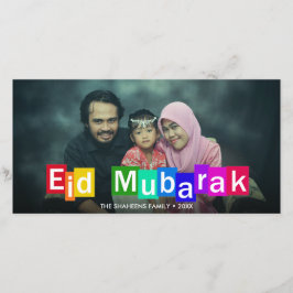 Farbige Typografie Blocks Eid Mubarak Foto Card