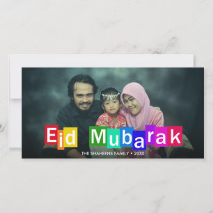 Farbige Typografie Blocks Eid Mubarak Foto Card