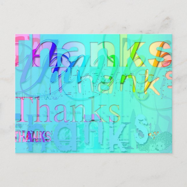 Farbige Typografie dank Blue Harmony Postcard Postkarte (Vorderseite)