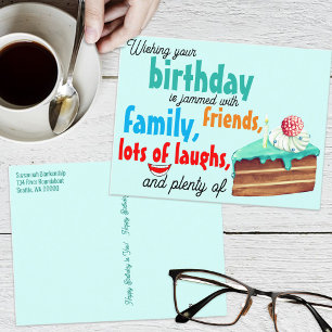 Farbige Typografie Geburtstagskuchen Beste Wünsche Postkarte