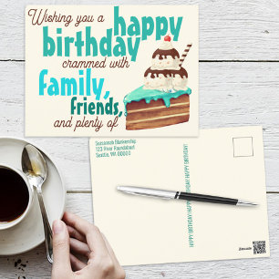Farbige Typografie Geburtstagskuchen Eiscreme Postkarte