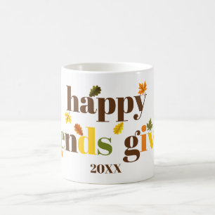 Farbige Typografie Happy Friendsgiving 2019 Herbst Kaffeetasse