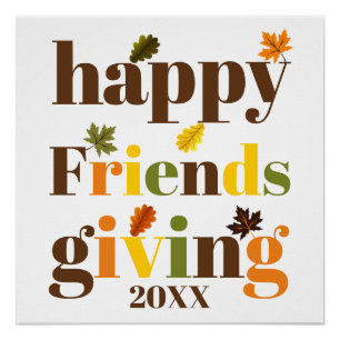 Farbige Typografie Happy Friendsgiving Fall Poster