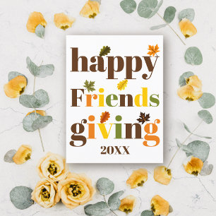 Farbige Typografie Happy Friendsgiving Fall Postkarte
