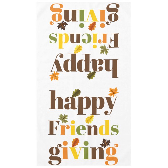 Farbige Typografie Happy Friendsgiving Fall Tischdecke (Vorderseite)
