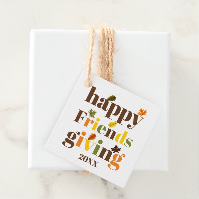 Farbige Typografie und Blätter Freundschaftsnieder Geschenkanhänger (Beispiel)