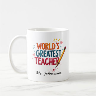 Farbige Typografie Weltbester Lehrer Kaffeetasse