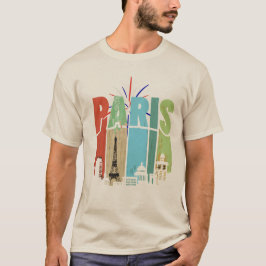 Farbige typografische Illustration von Paris mit T-Shirt