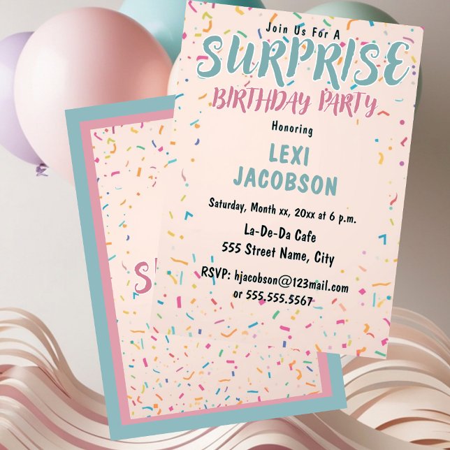 Farbige Überraschungs-Geburtstagsfeier Einladung (Colorful Surprise Birthday Party Invitation)