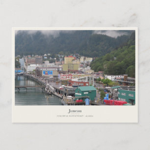 Farbige Uferpromenade von Juneau unter dem Nebel Postkarte