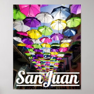 Farbige Umbrellas San Juan Puerto Rico Street Poster