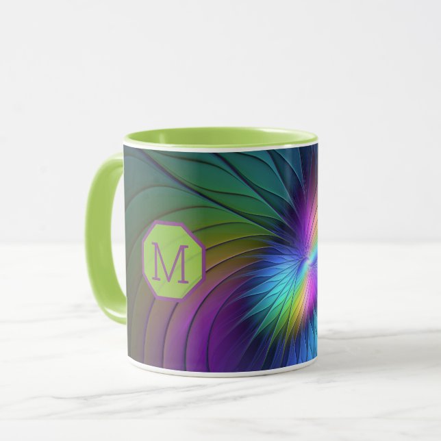 Farbige und blaue, moderne Monogramm des Abstrakte Tasse (Vorderseite Links)
