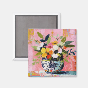 Farbige und lebendige Blumenvase Magnet