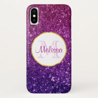 Farbige und Lila Glitzer-Edelsteine Monogramm