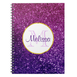 Farbige und Lila Glitzer-Edelsteine Monogramm Notizblock