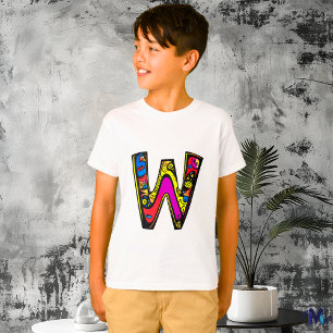 Farbige und lustige Monogramm W mit tribal und Doo T-Shirt