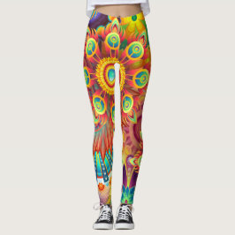 Farbige und psychedelische Blume Leggings