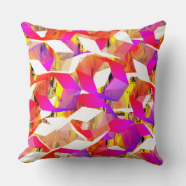 Farbige und rosa Sechsecke über gelb pixelig Kissen