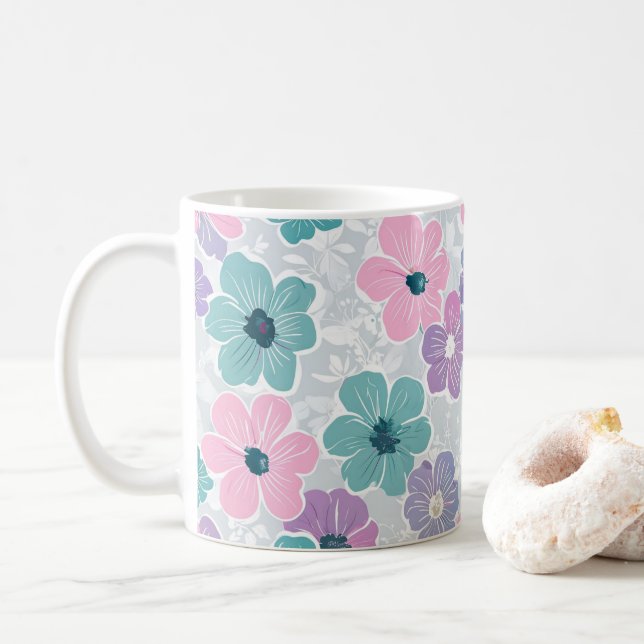 Farbige und schöne Blume drucken Keramik Kaffeetasse (Mit Donut)