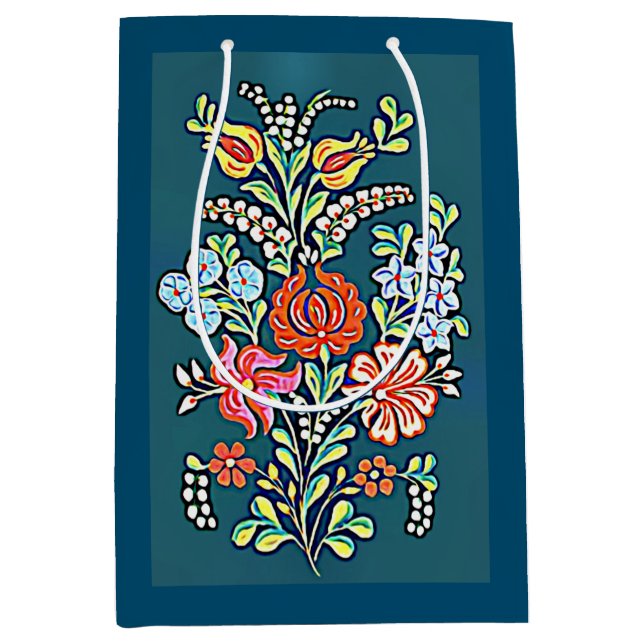 Farbige ungarische Blume Mittlere Geschenktüte (Vorderseite)