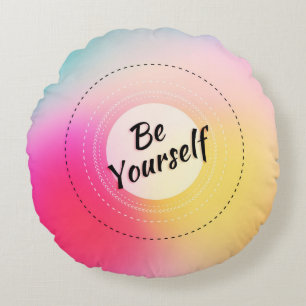 Farbige unscharfe Hintergrundinformationen Inspiri Rundes Kissen