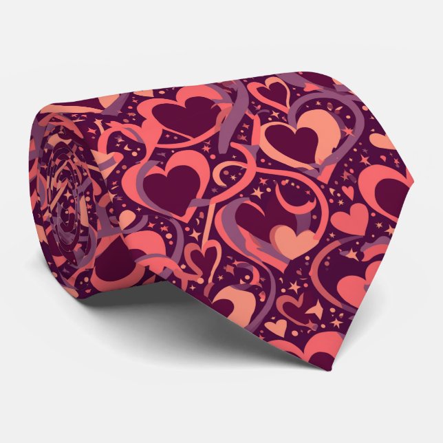 Farbige Valentinstage-Herzen Nahtloses Muster Bold Krawatte (Gerollt)