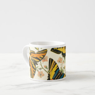 Farbige Versammlung von Schmetterlingen und Raupen Espressotasse