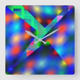 Farbige verschwommene Lichter, abstrakt umhüllt Quadratische Wanduhr