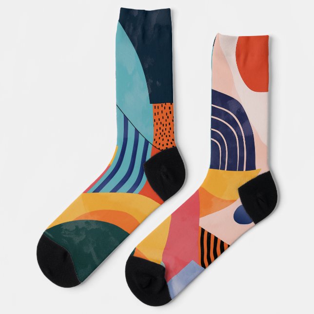 Farbige vertikale abstrakte Linienmuster Socken (Linkes Detail)