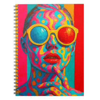 Farbige Vibes - Fettes Pop-Art-Porträt Notizblock