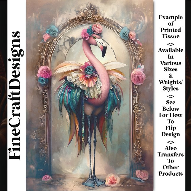 Farbige Viktorianische Flamingo BH4 Decoupage Seidenpapier (Von Creator hochgeladen)