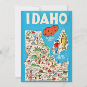 Farbige Vintage 5x7 große Idaho-Karte Postkarte