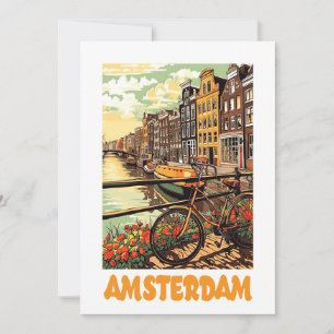 Farbige Vintage Amsterdam Holland Kanal Stadt Karte
