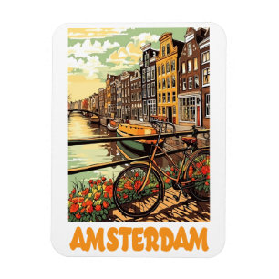 Farbige Vintage Amsterdam Holland Kanal Stadt Magnet