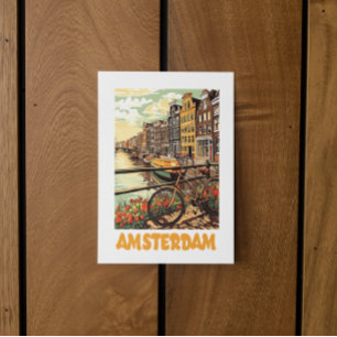 Farbige Vintage Amsterdam Niederlande Kanalstadt Postkarte