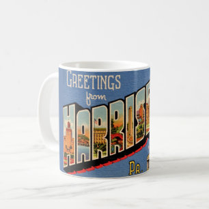 Farbige Vintage-Ansicht von Harrisburg PA Kaffeetasse