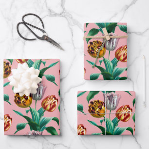 Farbige Vintage Aquarellfarben Muster für Blume Geschenkpapier Set