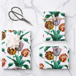 Farbige Vintage Aquarellfarben Muster für Blume Geschenkpapier Set