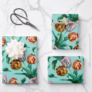 Farbige Vintage Aquarellfarben Muster für Blume Geschenkpapier Set